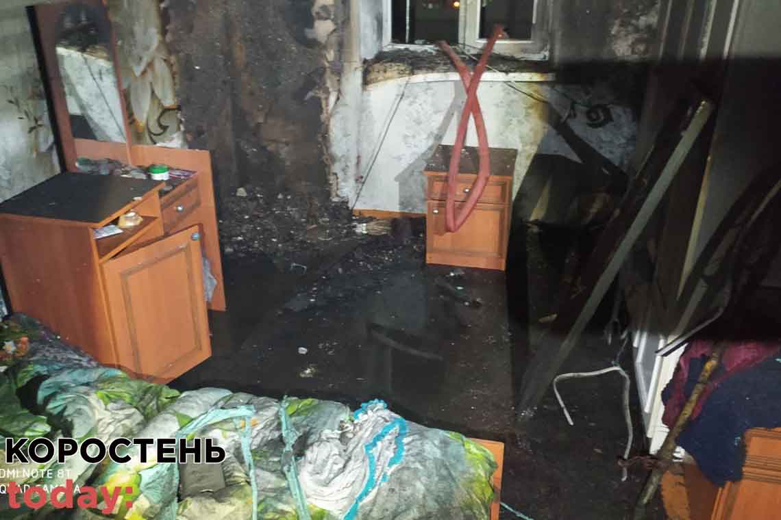 У Коростені ліквідовано пожежу у приватному будинку, де зайнявся телевізор