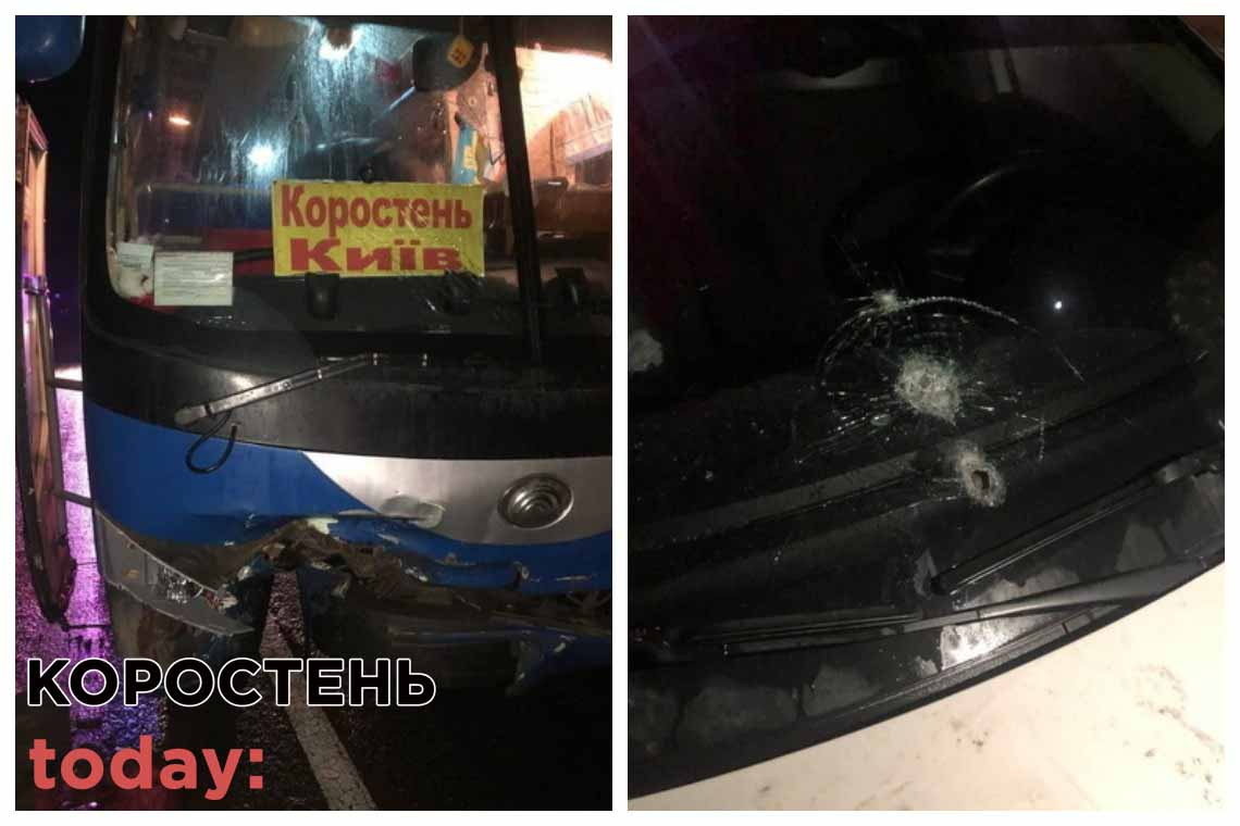 На "Варшавці" у вантажівки відлетіло колесо і пошкодило рейсовий автобус «Коростень-Київ» (ФОТО)