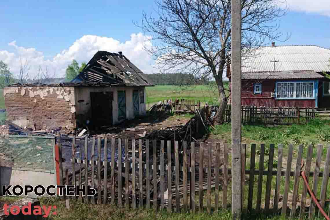 У селі на Коростенщині горіло господарське приміщення: вогнеборці врятували від знищення будинок