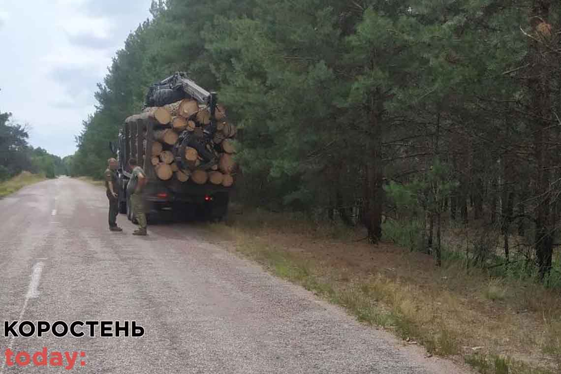 В Овруцькому районі поліцейські зупинили Камаз, водій перевозив деревину без документів