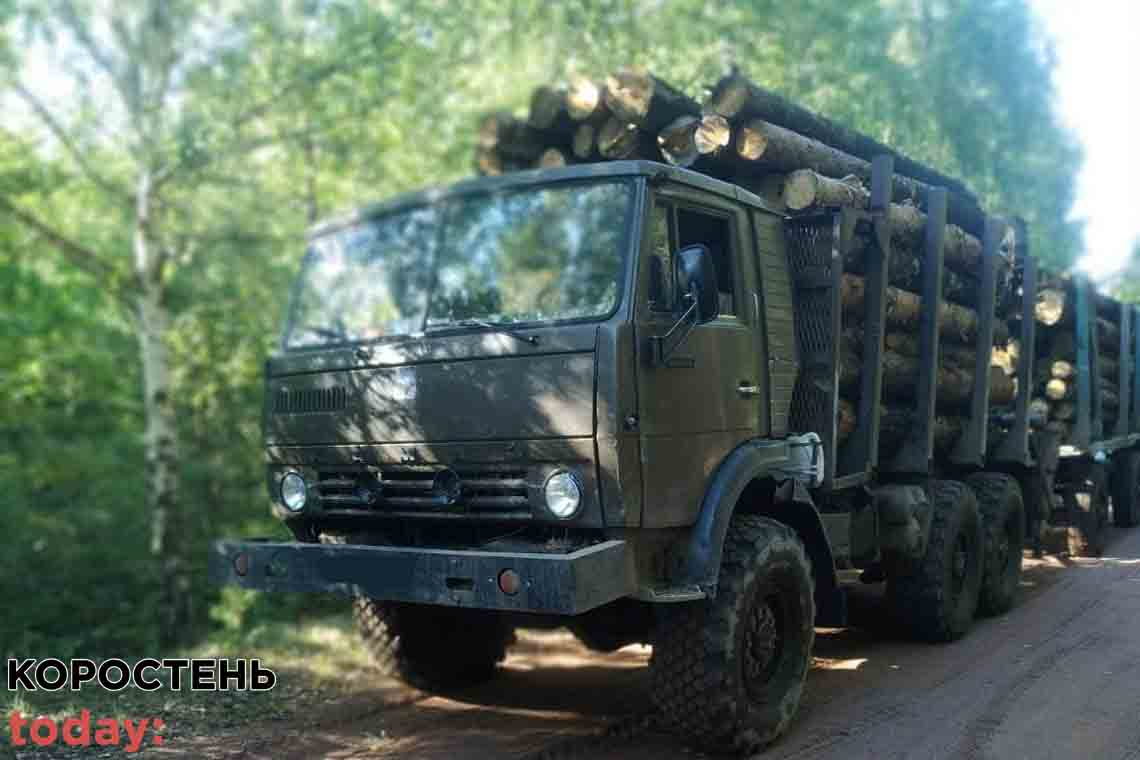 На території Овруцької громади прикордонники зупинили КАМАЗ з деревиною та без документів 📷ФОТО