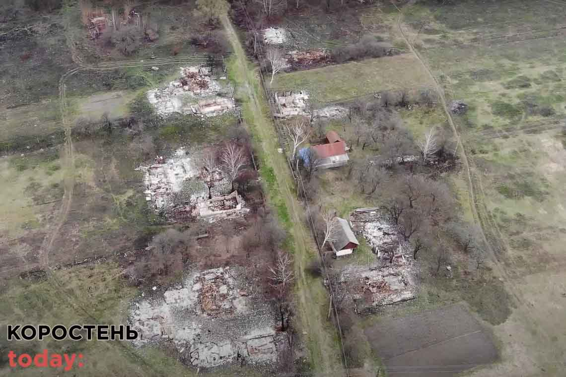 На території Народицької громади обстрілами зруйновано понад 200 будівель: відео з дрону