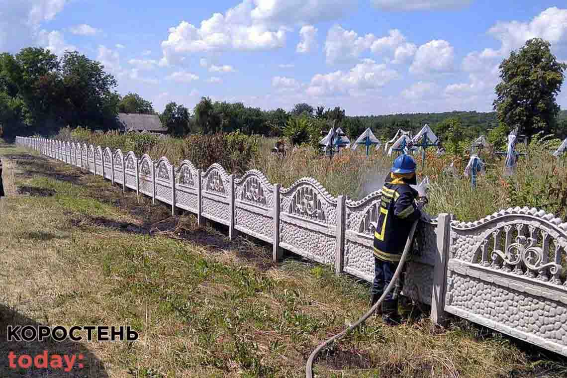 У Коростені горіла суха трава вздовж залізниці, а в селі Малинської громади рятувальники гасили займання торфу (ФОТО)