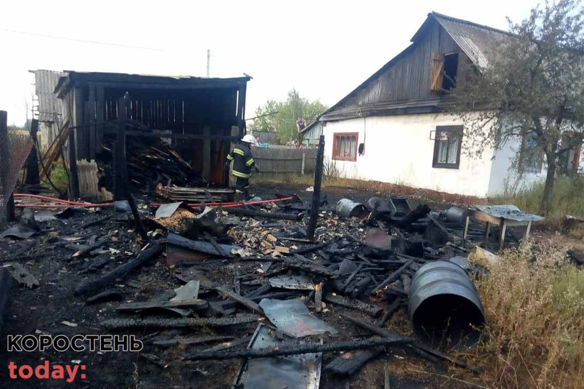 У селі Лугинської громади жінка спалювала сухостій: вогонь перекинувся на дві будівлі
