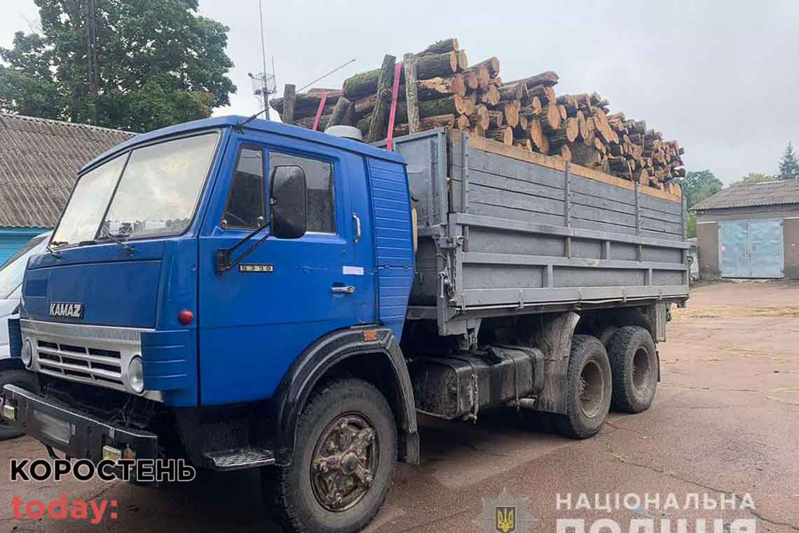 У двох селах Олевської громади поліцейські зупинили КамАЗ та трактор із деревиною без супровідних документів