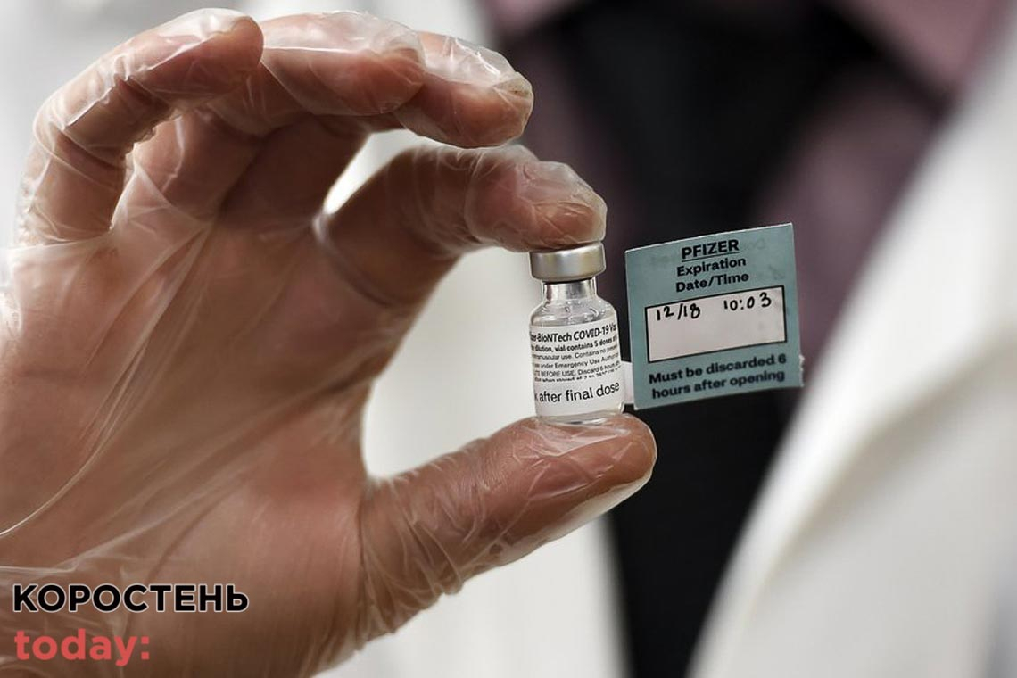 Житомирська область отримала 24 тисячі доз вакцин Pfizer проти коронавірусу, яку розподілили між медзакладами 