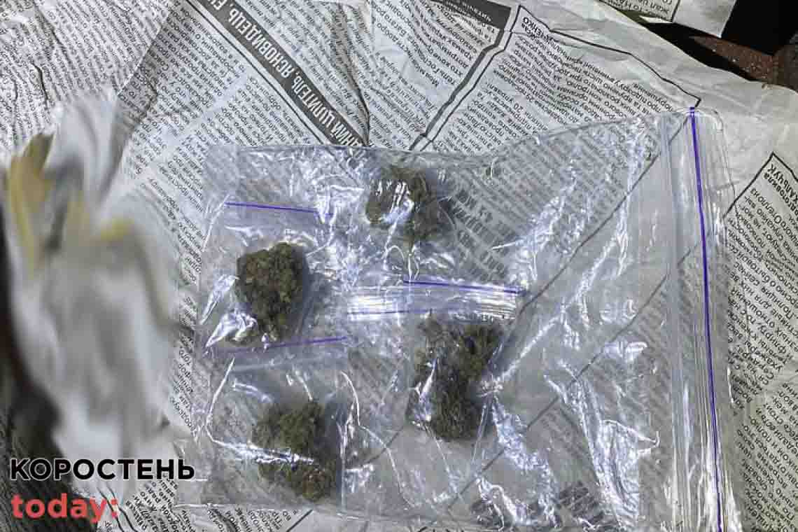 В Овручі на зупинці громадського транспорту поліцейський виявив у коробці молодика наркотики