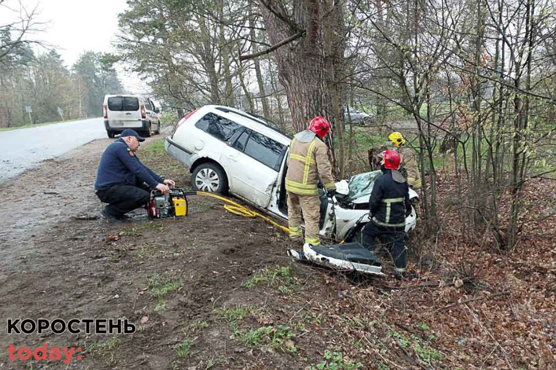 На автодорозі неподалік Коростеня Ford з'їхав у кювет та врізався в дерево: загинула водійка та її син