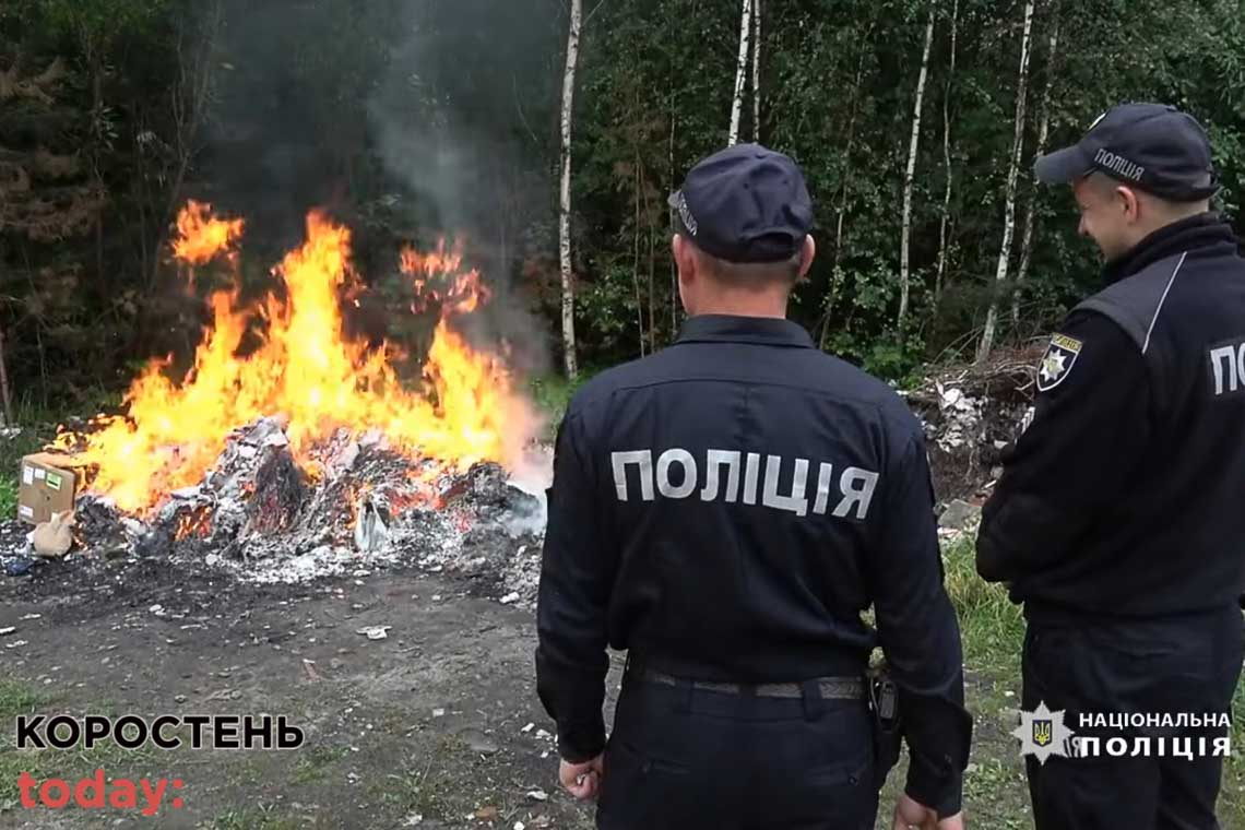 На Житомирщині поліція знищила у вогні 15 кг канабісу, метадон, амфетамін та кущі снодійного маку