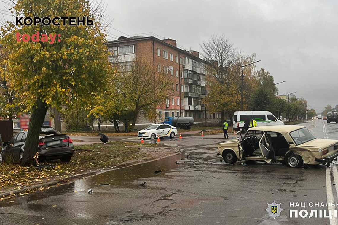 Подробиці автотрощі в Коростені: від зіткнення ВАЗ та BMW загинула жінка та ще двоє постраждали (ФОТО)