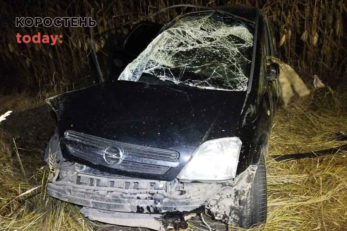 На трасі в Коростенському районі Opel виїхав на "зустрічку", потрапив у кювет та перекинувся: загинула водійка