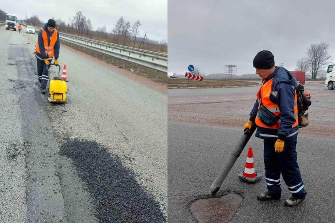 Минулого тижня на трасі в Коростенському районі дорожники латали ями та прибирали узбіччя