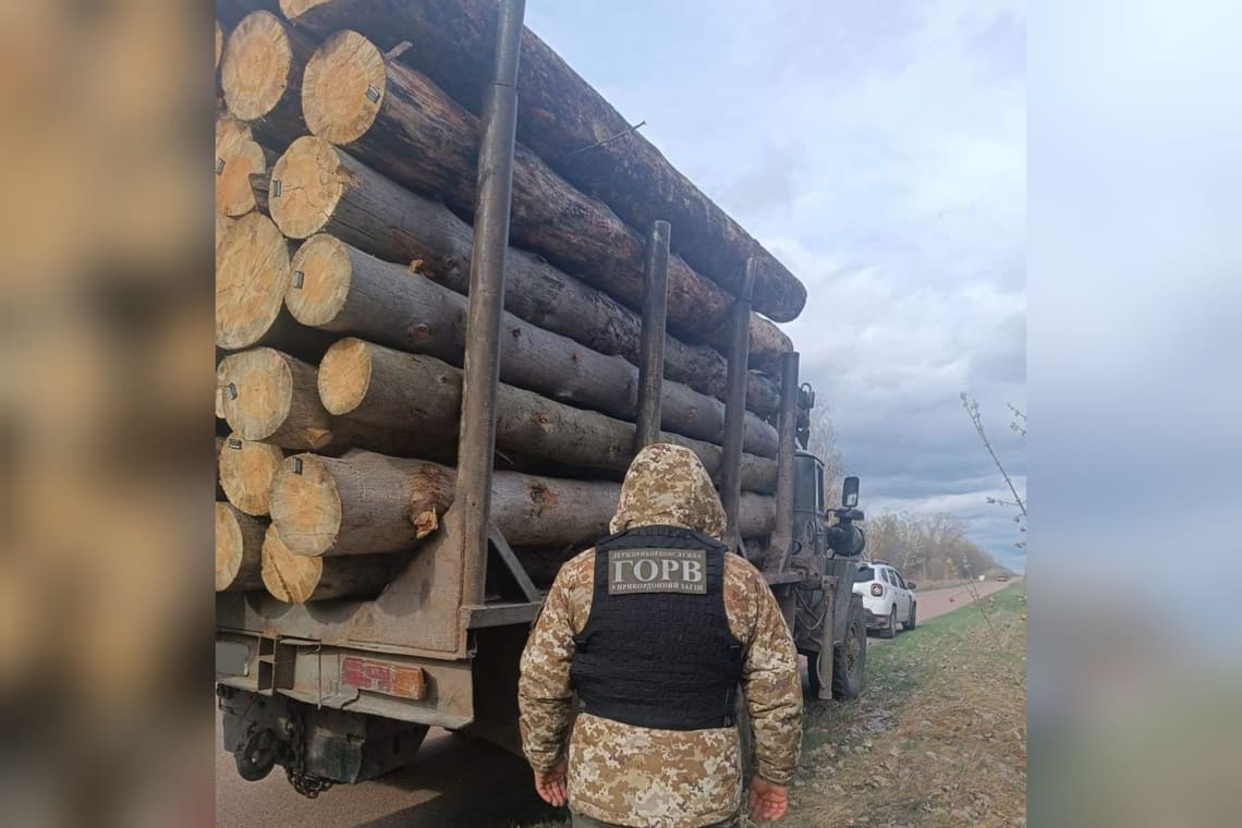 На півночі Житомирської області зупинили УРАЛ, який перевозив деревину з чіпуваням іншої лісопродукції