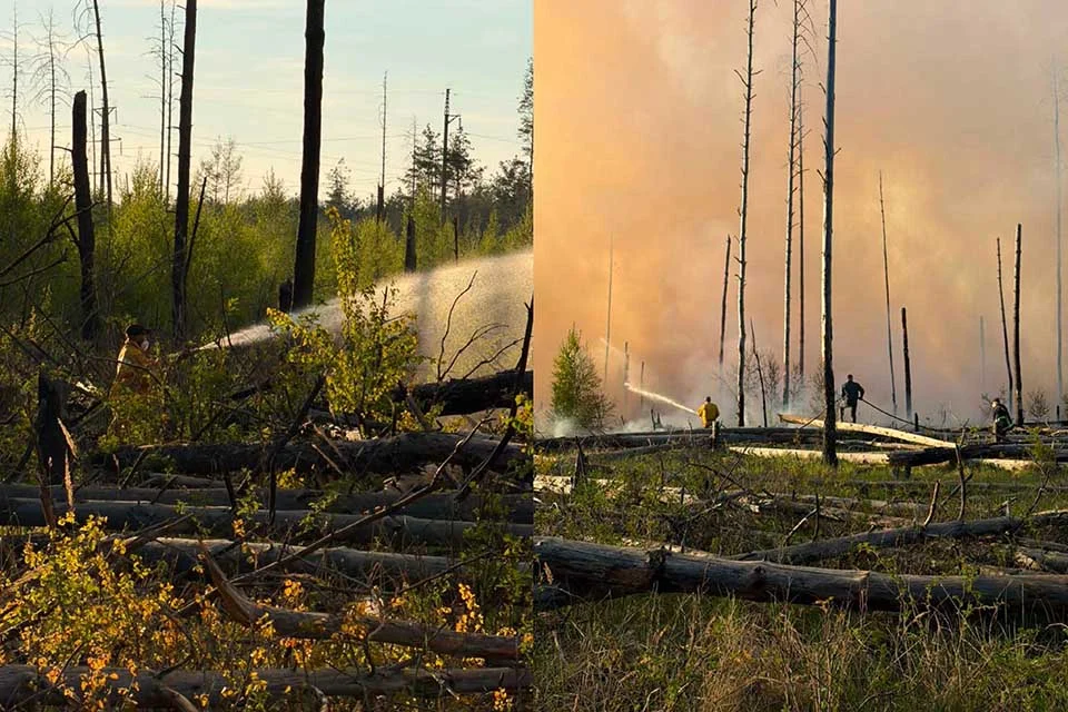 У Чорнобильській зоні гасять пожежі після падіння російських БпЛА