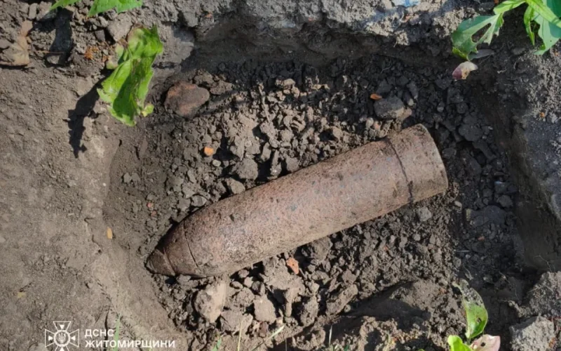 У лісі поблизу одного з сіл Коростенського району місцеві натрапили на артилерійський снаряд