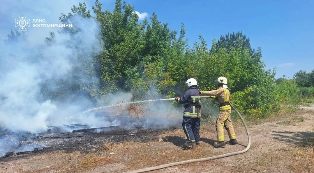 У селі Овруцької громади вогонь із сухої трави ледь не перекинувся на господарські споруди