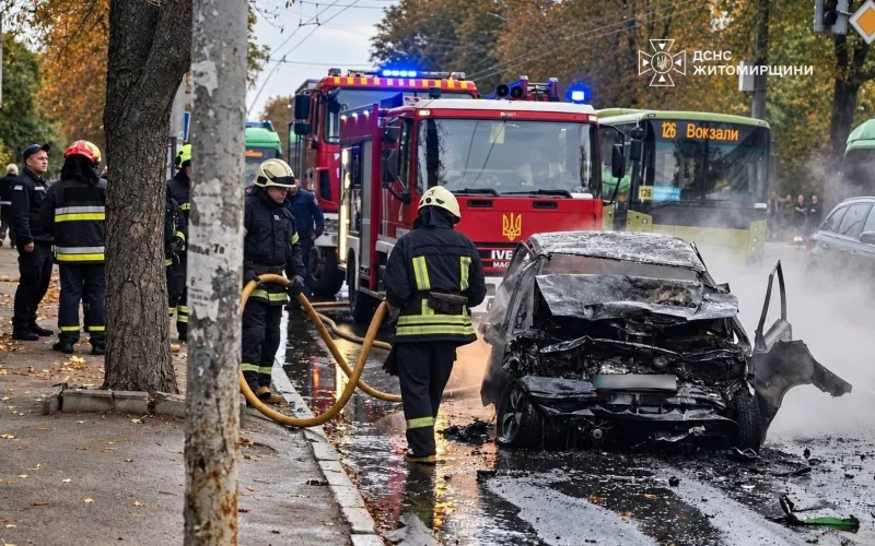 На Житомирщині ВАЗ зіткнувся з тролейбусом і загорівся: загинули водій та 24-річний пасажир