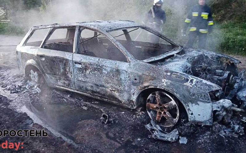 У селі Житомирської області в автомобілі згорів чоловік, ще один встиг врятуватись