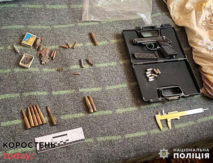 У жителя Малинщини поліцейські вилучили пістолет та кілька набоїв