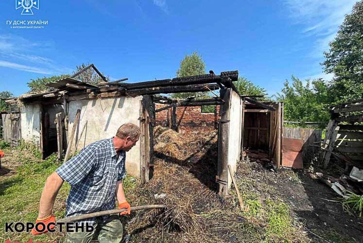 Дитячі “ігри” – у селі на Овруччині горіла цегляна господарська будівля