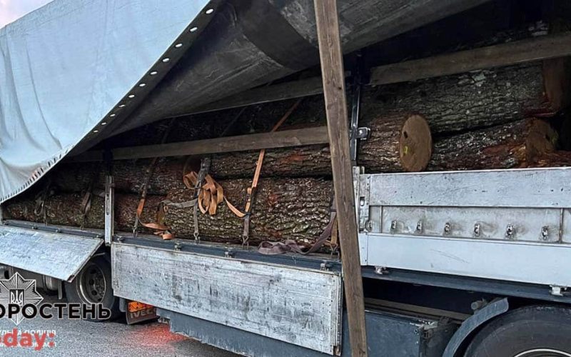 На трасі в Коростенському районі патрульні зупинили дві автівки, водії яких порушили правила перевезення деревини