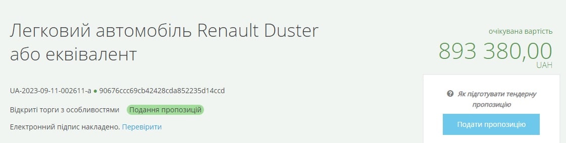 У громаді на Овруччині вирішили купити майже за мільйон Renault Duster