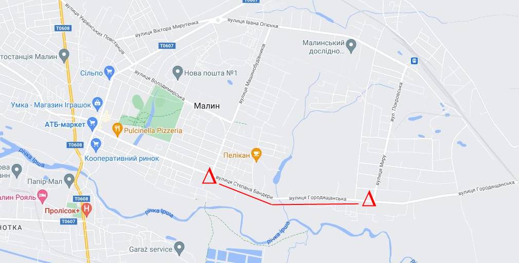 У Малині декілька днів буде перекритий відрізок дороги
