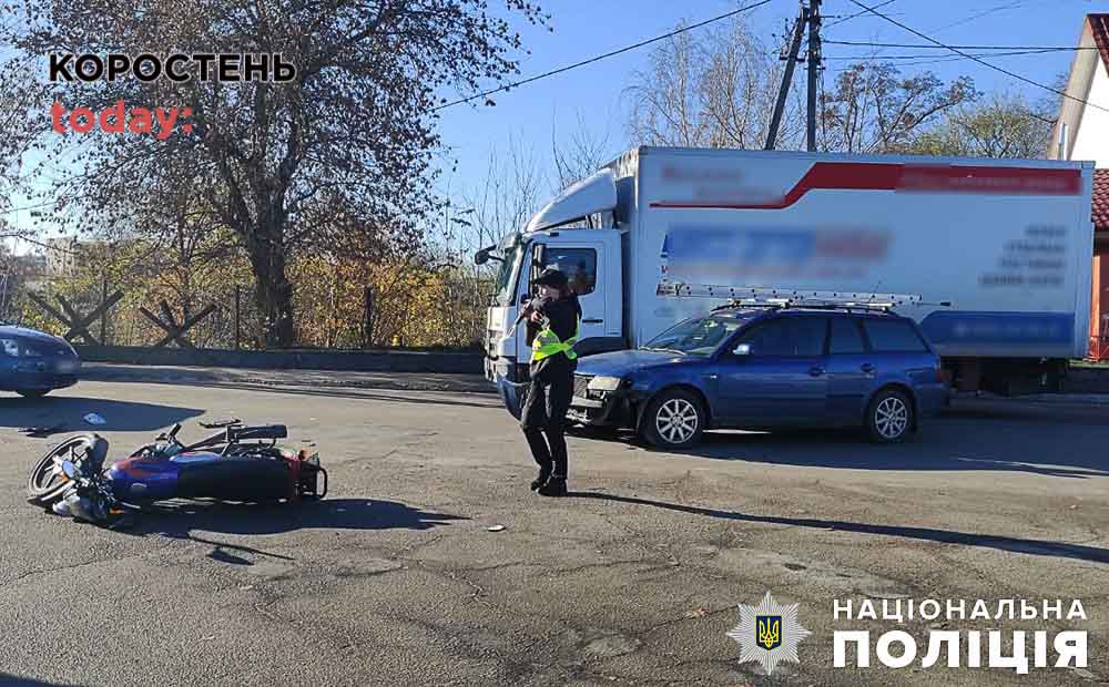 В Олевську Volkswagen збив мотоцикліста: водія двоколісника госпіталізували