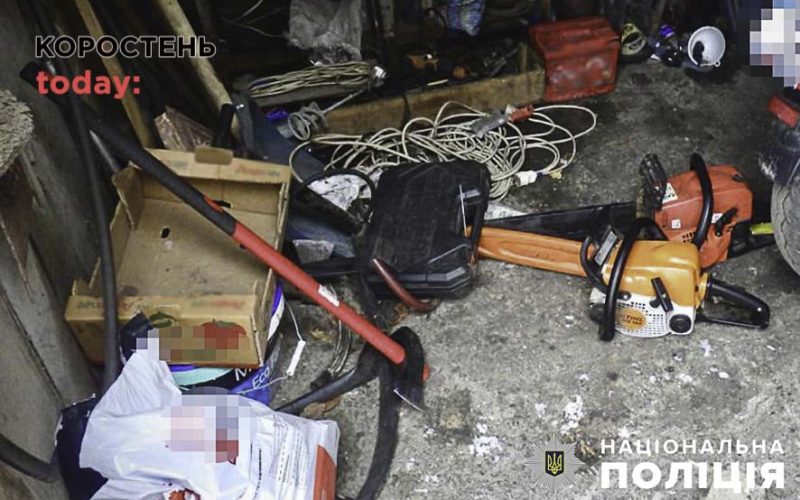 На Олевщині поліцейські розшукали злодія, який викрав з чужого гаража дві бензопили, сокиру та набір інструментів