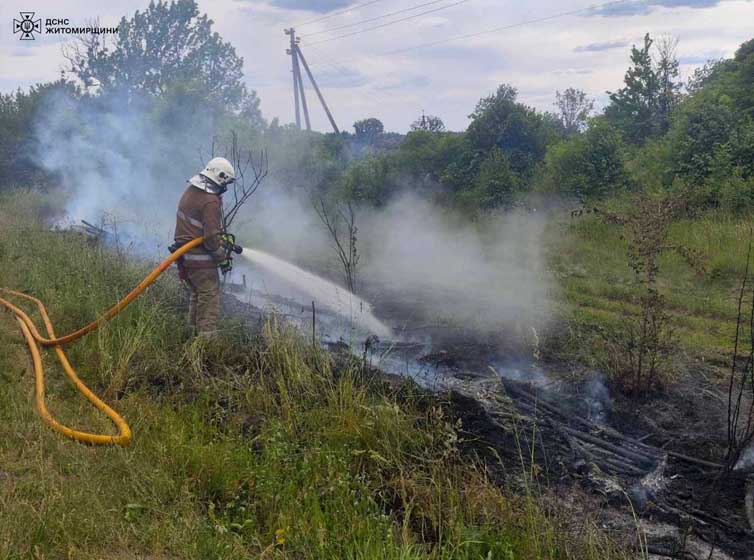 У Малині горіла суха трава, неподалік знаходились житлові будинки