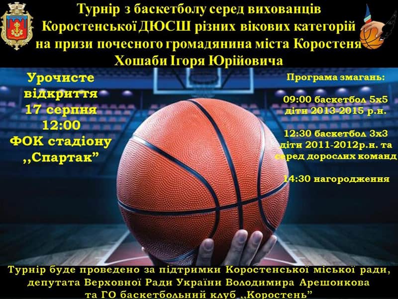 У Коростені відбудеться турнір з баскетболу