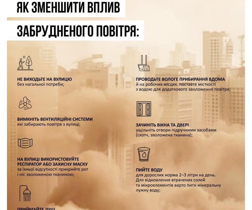На Житомирщині погіршується повітря – зі сходу насувається Каспійський пил