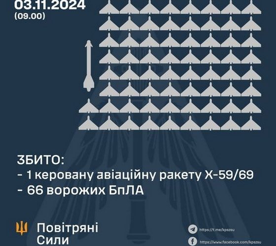 У ППО повідомили про збиття ворожих дронів над Житомирщиною