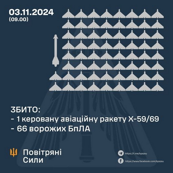У ППО повідомили про збиття ворожих дронів над Житомирщиною