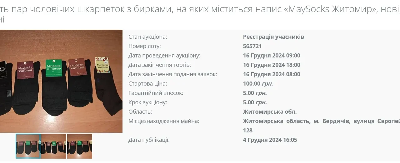 “Заарештували” п’ять пар шкарпеток боржника: як працює виконавча служба на Житомирщині і що відомо про аукціон