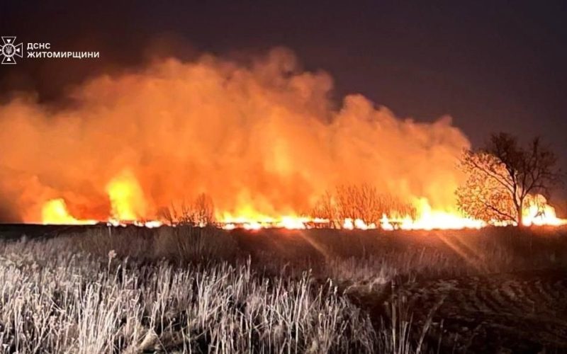 У Коростенському районі за добу ліквідували 4 загоряння трави, в одному з сіл вигоріли майже 3 га території