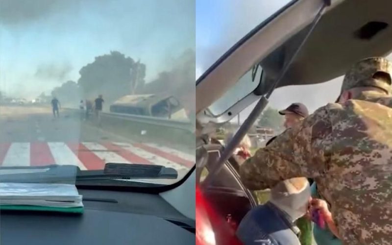 Під час вибуху на Житомирщині Нацгвардійці врятували з палаючого автобуса дідуся та онуку
