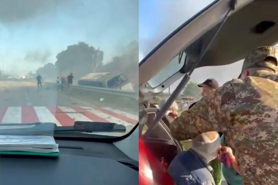 Під час вибуху на Житомирщині Нацгвардійці врятували з палаючого автобуса дідуся та онуку