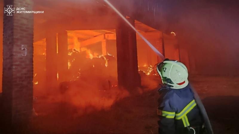 На підприємстві в селі Овруцької громади горів піднавіс, де зберігалось сіно