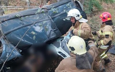 На автодорозі в Олевській громаді автівка перекинулась на дах: тіло загиблого водія деблокували з-під легковика