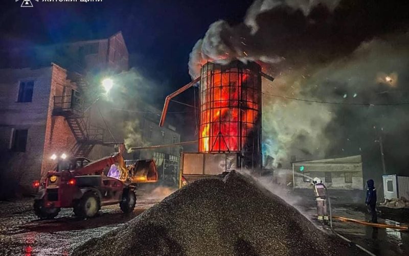 У селі Коростенського району під час пожежі в зерносушці згоріло 5 тонн насіння соняшнику