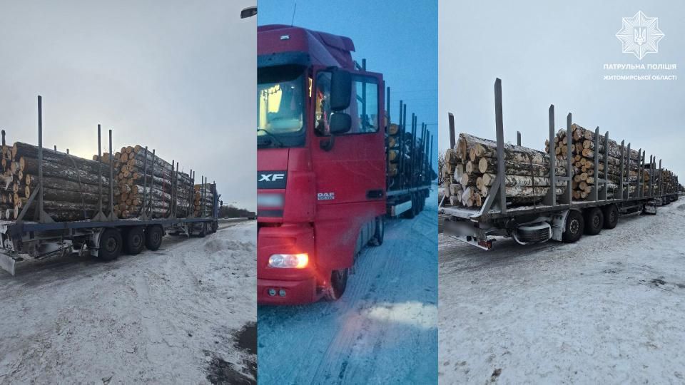 Невідповідність документів і відсутність бирок: на Житомирщині патрульні виявили порушення під час перевезення лісу