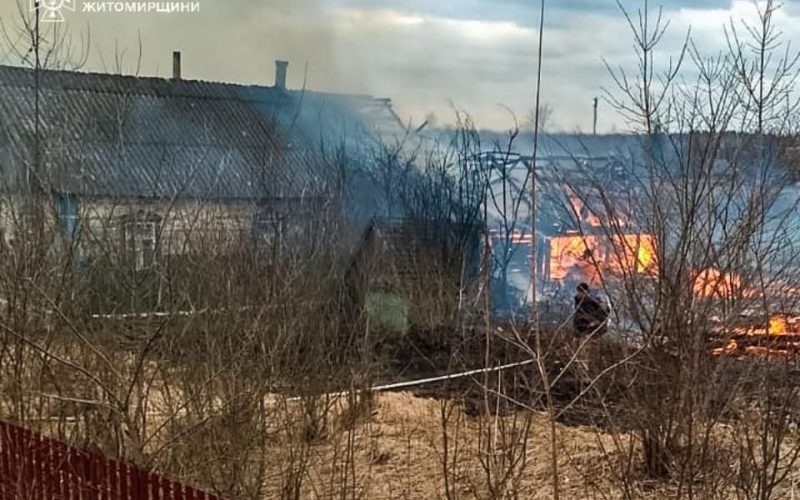 Через підпал сухостою у селі на Лугинщині загорілися будівлі