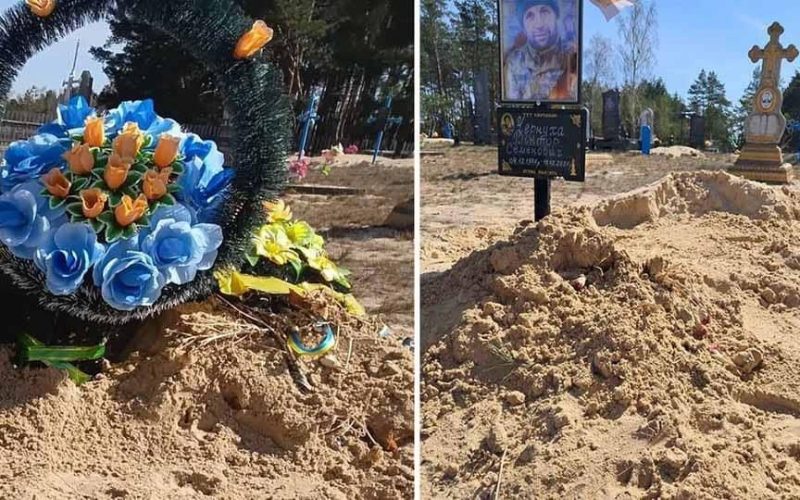Розритий насип, розкидані вінки, пошкоджена рамка – на Олевщині п’ятеро неповнолітніх познущались над могилою військового