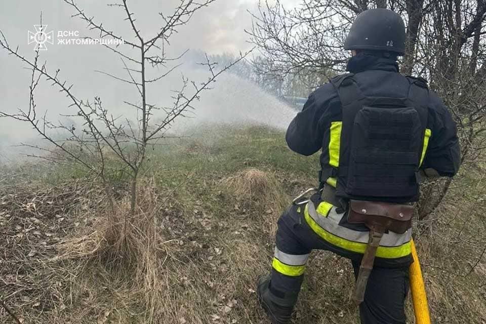У Коростені через атаку дронів загорілась суха трава