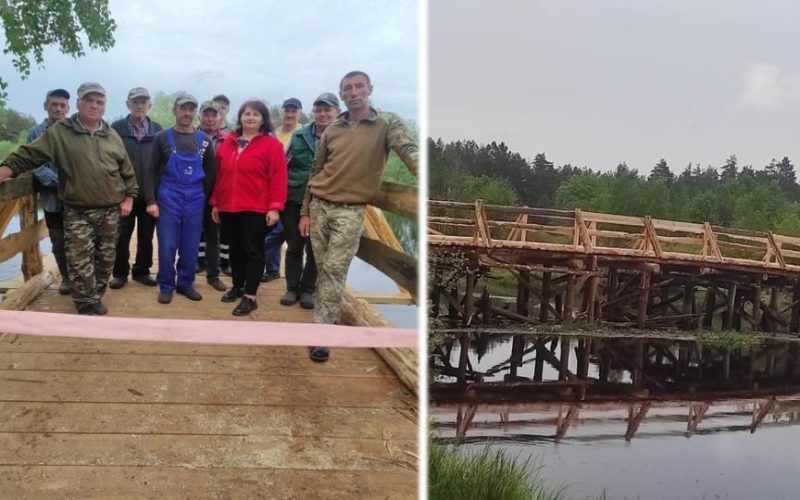 На Олевщині місцеві жителі власноруч відбудували 37-метровий міст через Уборть