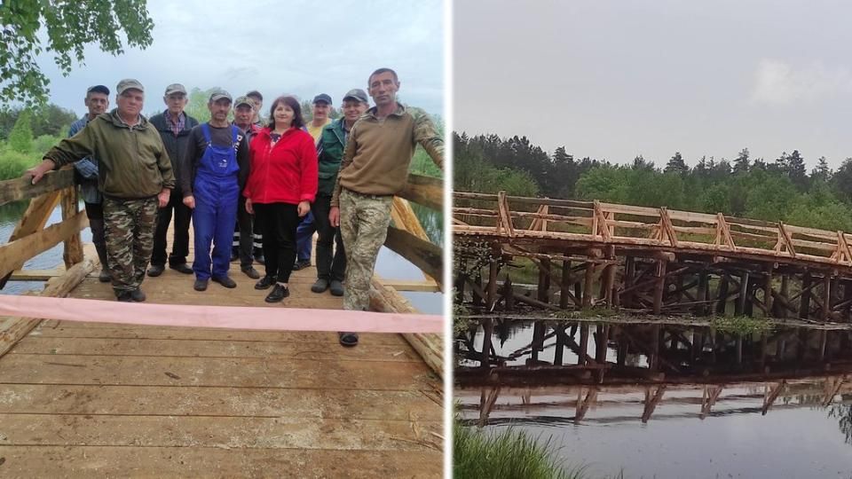 На Олевщині місцеві жителі власноруч відбудували 37-метровий міст через Уборть