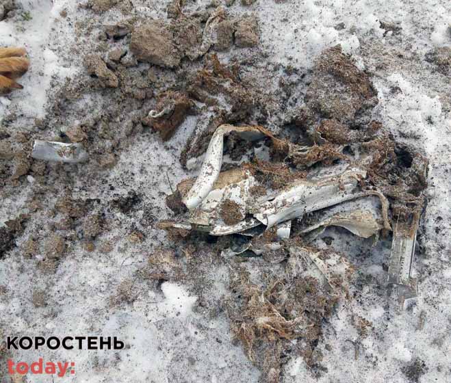 Поліція показала уламки дрона-шахіда, збитого вночі на Коростенщині ?ФОТО