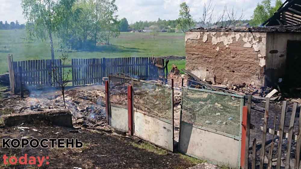 У селі на Коростенщині горіло господарське приміщення: вогнеборці врятували від знищення будинок
