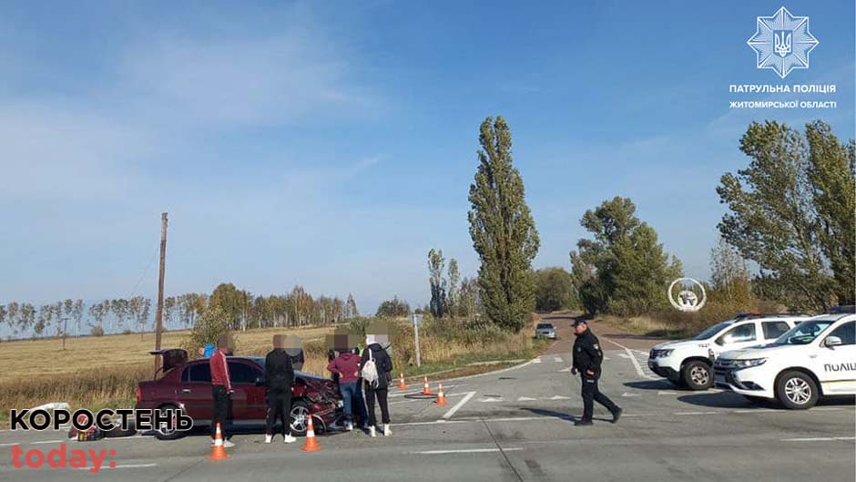На трасі в Коростенському районі зіштовхнулись ЗАЗ та Opel, троє потерпілих ?ФОТО
